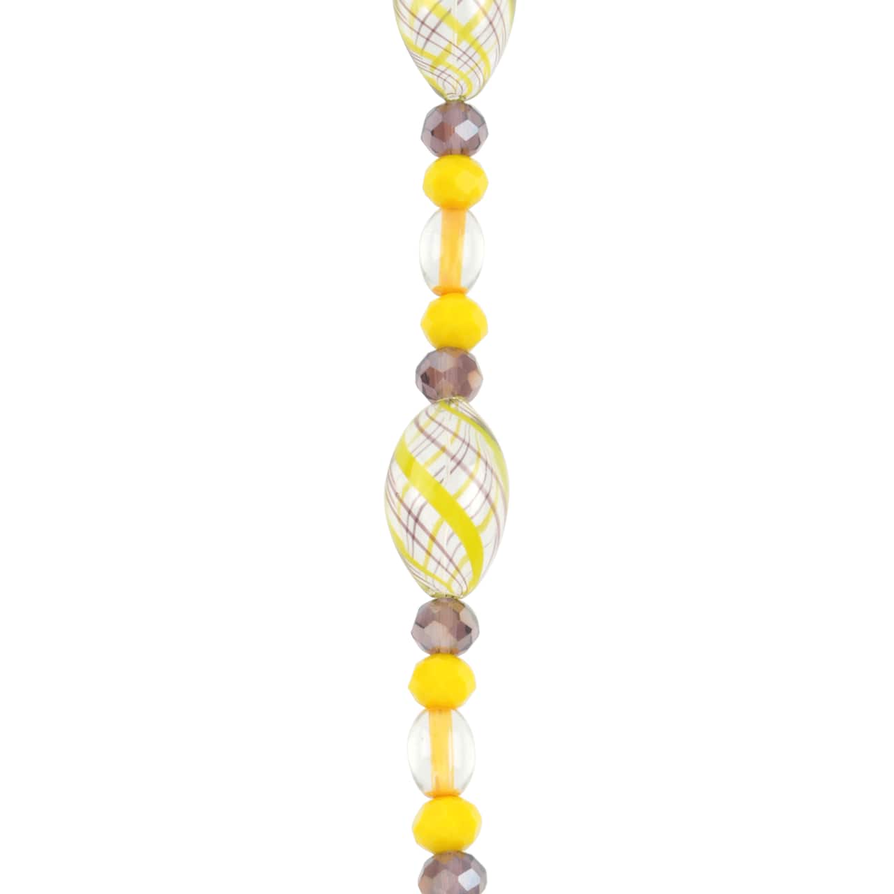 Yellow Lampwork Glass Stripe Oval Beads by Bead Landing™